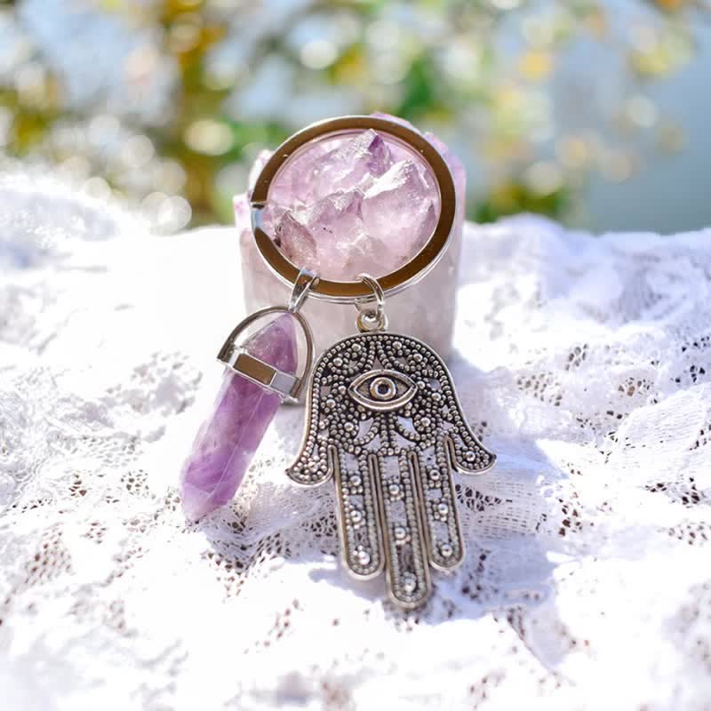 Olivenorma Inspiring Hamsa Hand Crystal Keychain