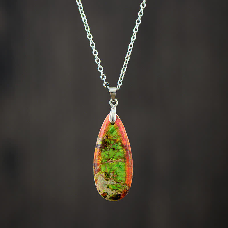 Olivenorma Natural Color Emperor Stone Water Drop Pendant Necklace