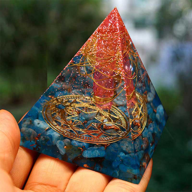 Olivenorma Red Quartz with Lapis Lazuli Orgone Pyramid