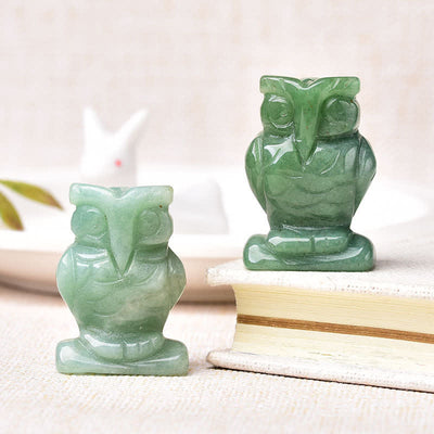 Olivenorma Natural Crystal Owl Gemstone Decoration