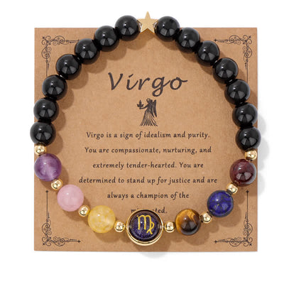 Olivenorma Black Onyx Blue Sandstone Beaded Zodiac Bracelet