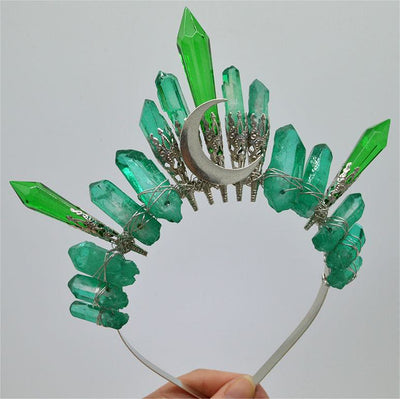 Olivenorma Handmade Moon Natural Crystal Crown - Green Fluorite - image 11
