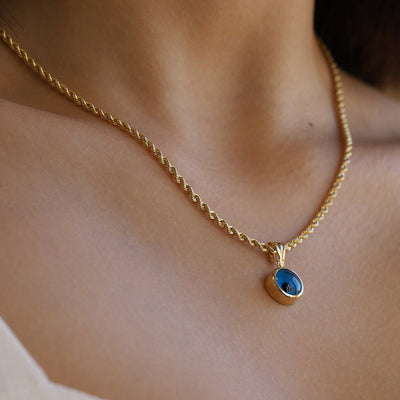 Olivenorma Blue Evil Eye Pendant Twist Chain Necklace