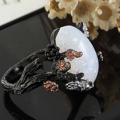 Olivenorma "Midnight Blossom: -Magic Tree Opal Ring