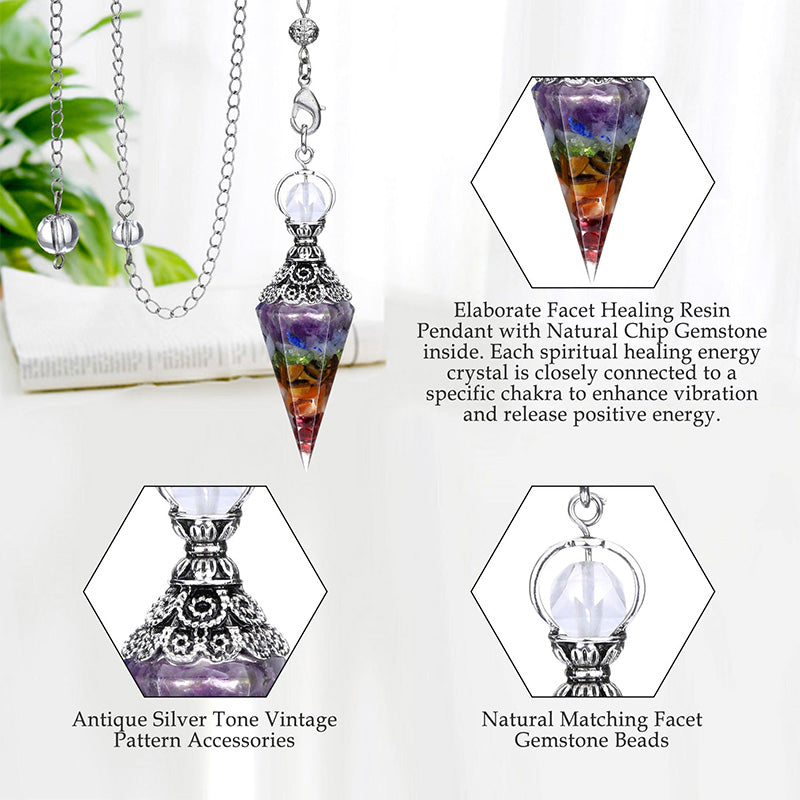 Natural Crystal 7 Chakra Meditation Pendulum