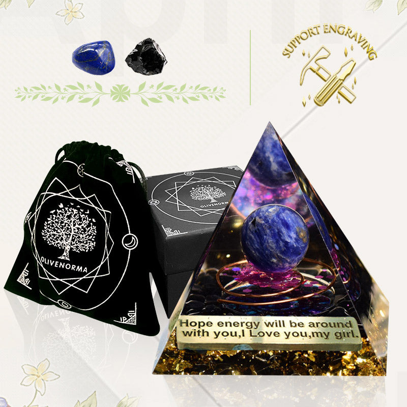 Olivenorma Lapis Lazuli Obsidian Orgone Pyramid