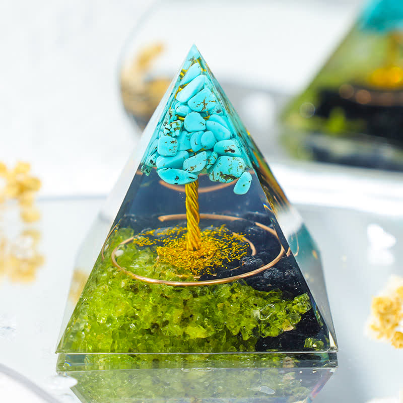 Olivenorma Turquoise Tree Of Life Orgone Pyramid