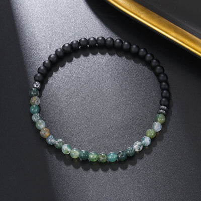 Olivenorma 4mm Black Agate Volcanic Rock Men Bracelet