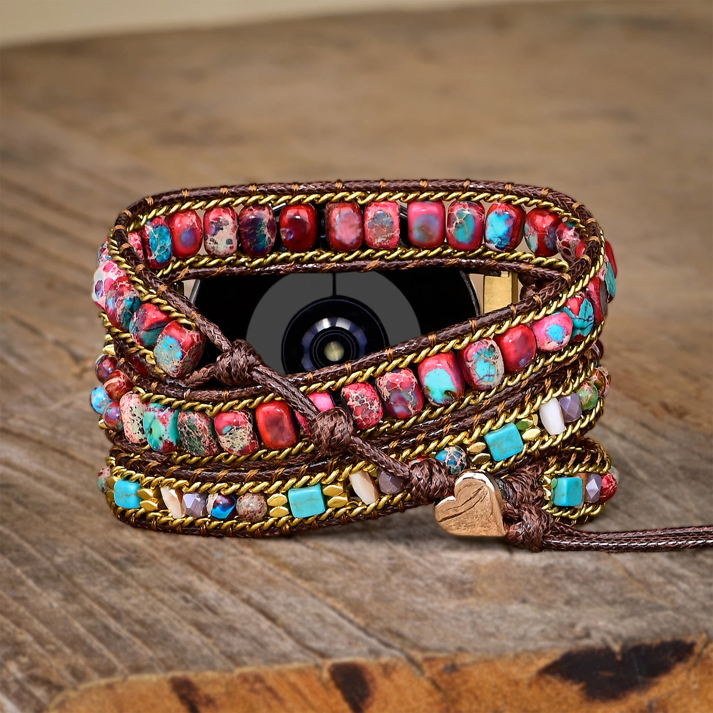 Olivenorma Red Blue Emperor Stone Braided Samsung Strap Bracelet