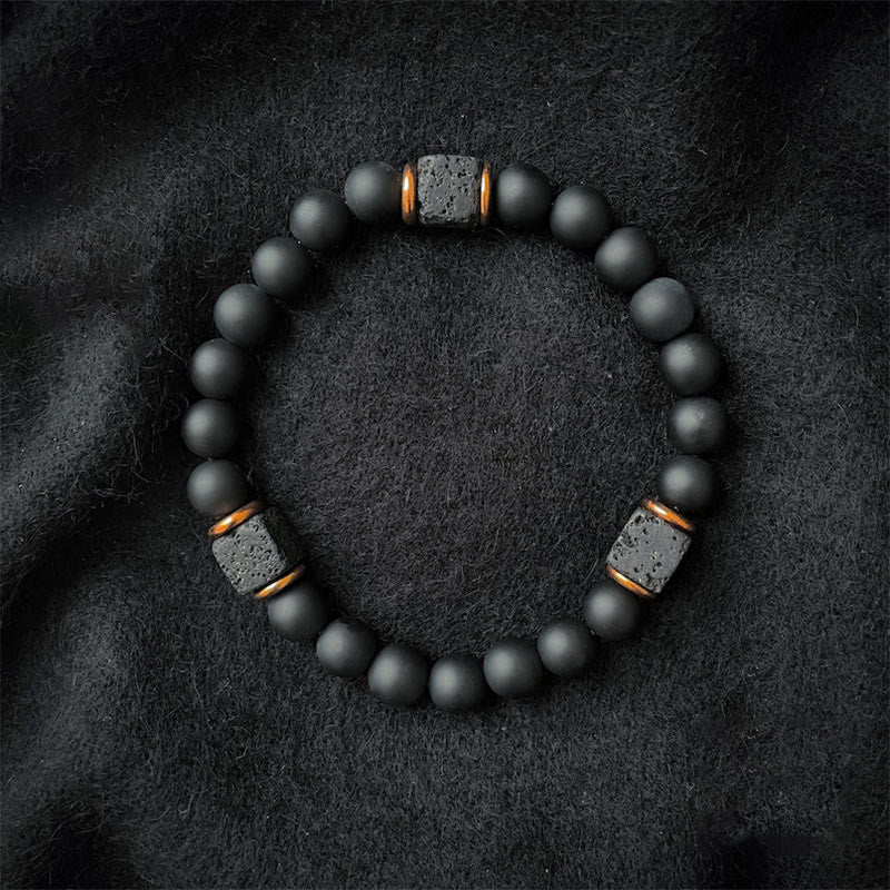 Olivenorma Matte Black Onyx with Cube Lava Balance Bracelet