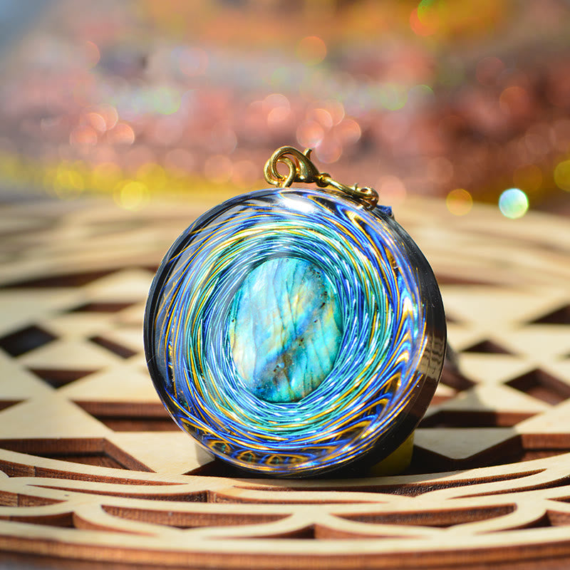 Olivenorma Sacred Siphon Space Natural Labradorite Blue Orgone Necklace