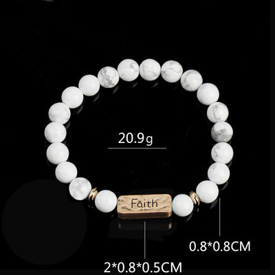 Olivenorma Natural Gemstone Active Faith Engraving Bracelet