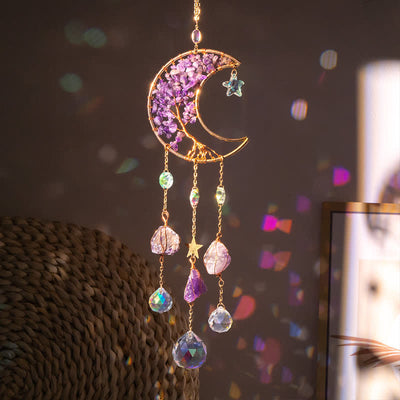 Olivenorma Amethyst Moon Pendant Suncatcher Wind Chime