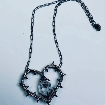 Olivenorma "Witch's Heart"-Clear Crystal Thorn Heart Necklace