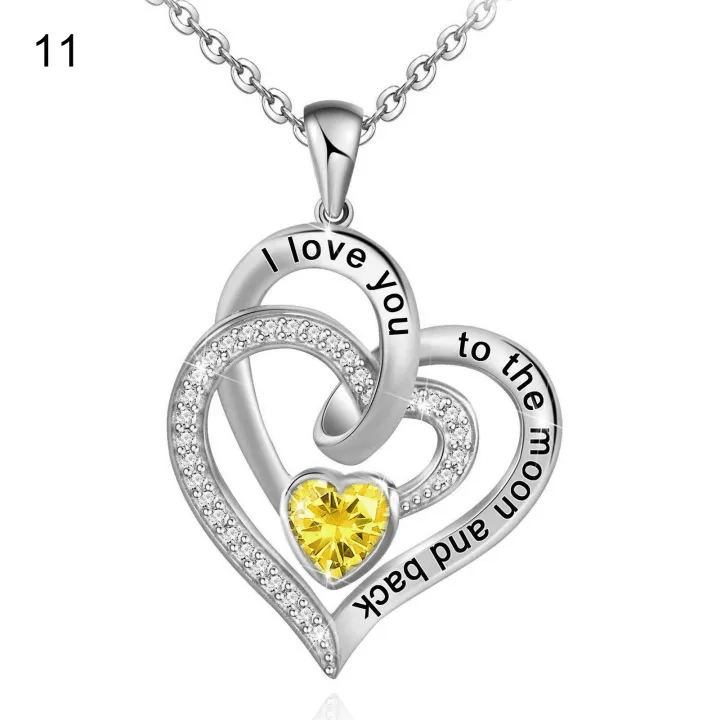 Olivenorma Hearts and Hearts Birthstone Necklace