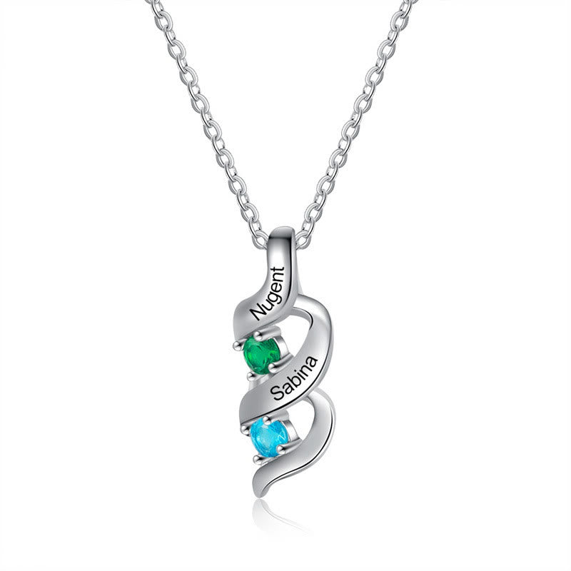 Personalized 1-6 Engravings and Birthstones Necklace