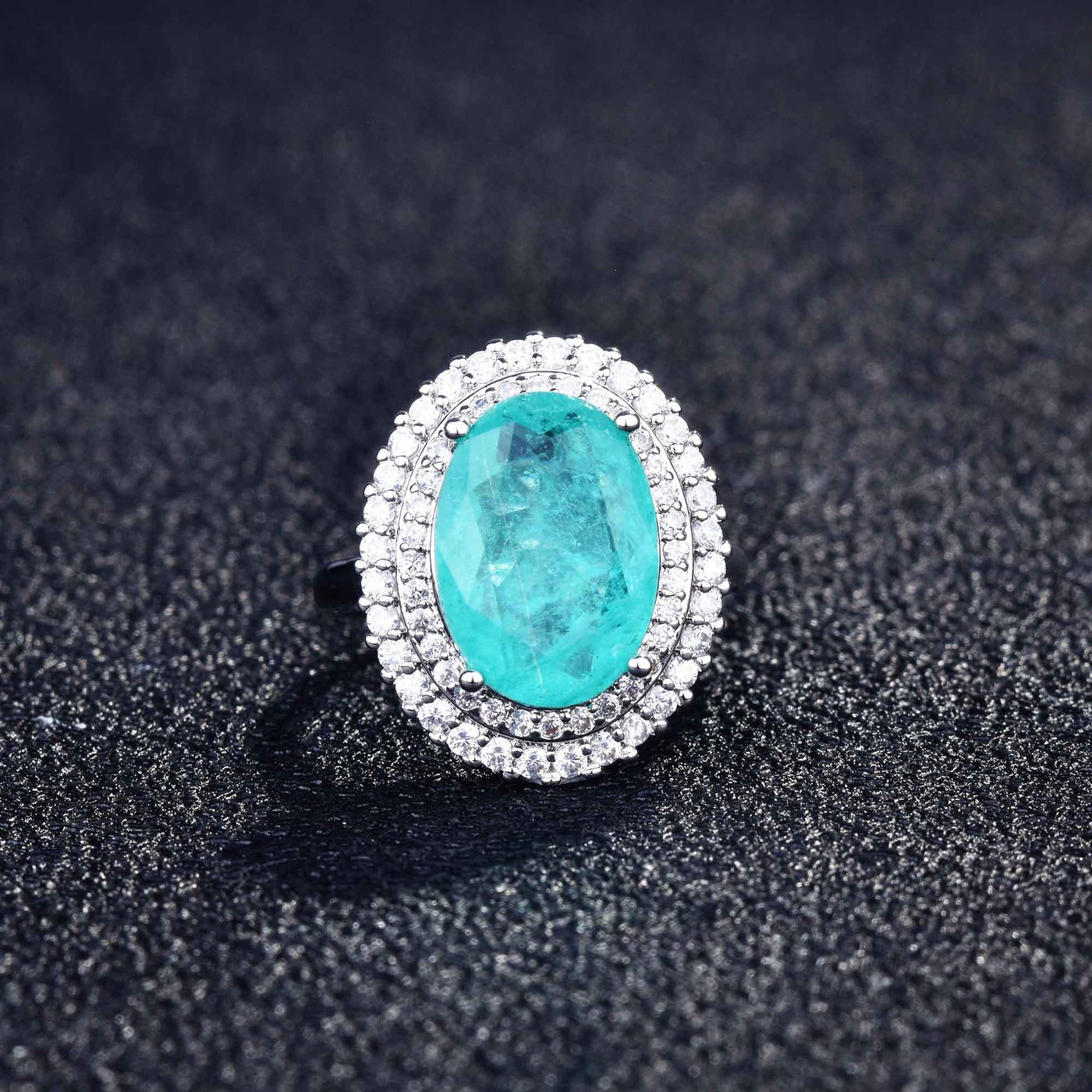 Olivenorma Various Paraiba Tourmaline Simulated Diamond Adjustable Ring