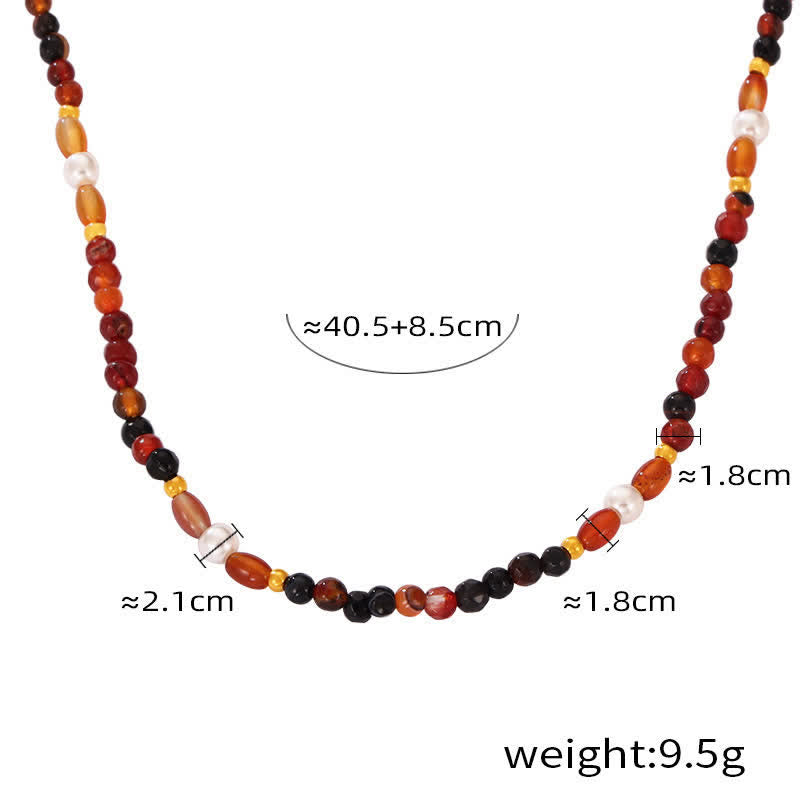 Olivenorma Colored Natural Stone Titanium Steel Necklace