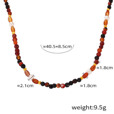 Olivenorma Colored Natural Stone Titanium Steel Necklace