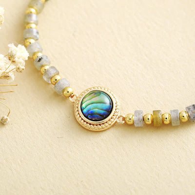 Olivenorma Labradorite Beads Nacre Pendant Bracelet