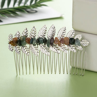 Olivenorma Natural Crystal Gemstone Hair Combs Hairpin