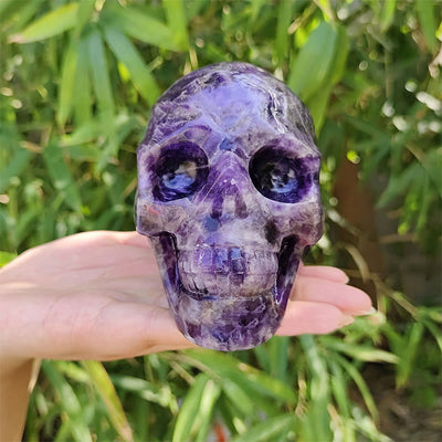 Olivenorma 10cm Natural Dream Amethyst Gemstone Decoration Crystal Skull