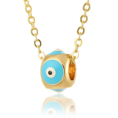 Olivenorma Oil Dripping Round Evil Eye Pendant Necklace