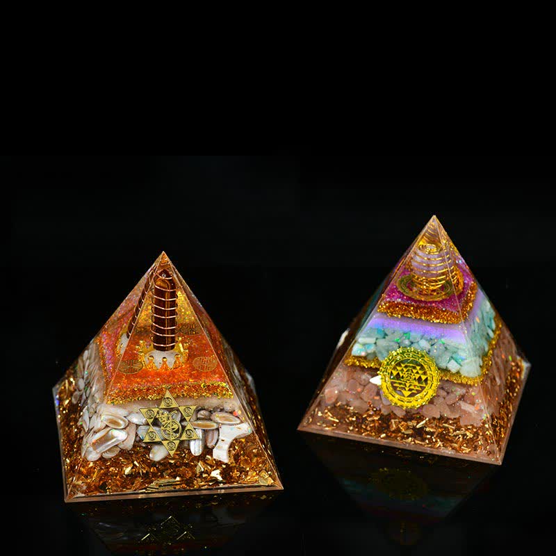 Olivenorma 10cm Good Luck Natural Crystal Ball Orgone Pyramid