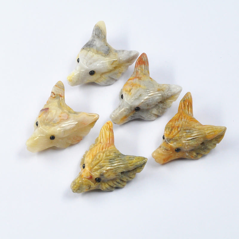 Olivenorma Spirit Guardian Wolf Head Crystal Carving Gemstone Decoration - Crazy Onyx - With Card - image 14