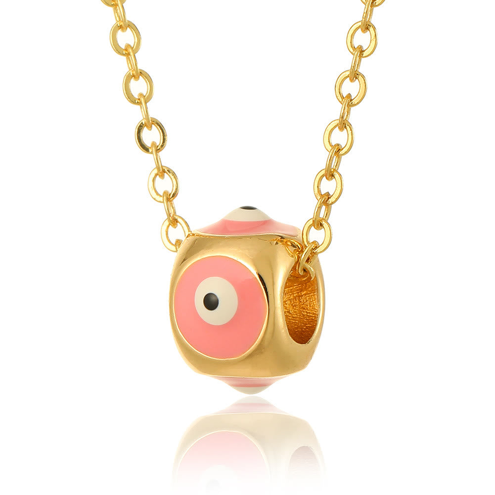 Olivenorma Oil Dripping Round Evil Eye Pendant Necklace