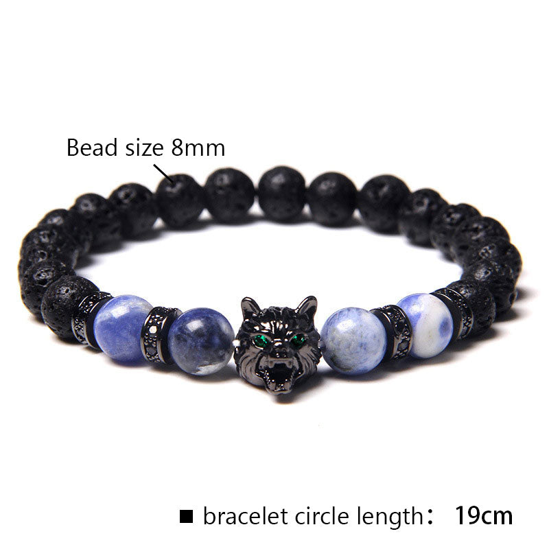 Olivenorma Blue Lace Agate Wolf Bracelet