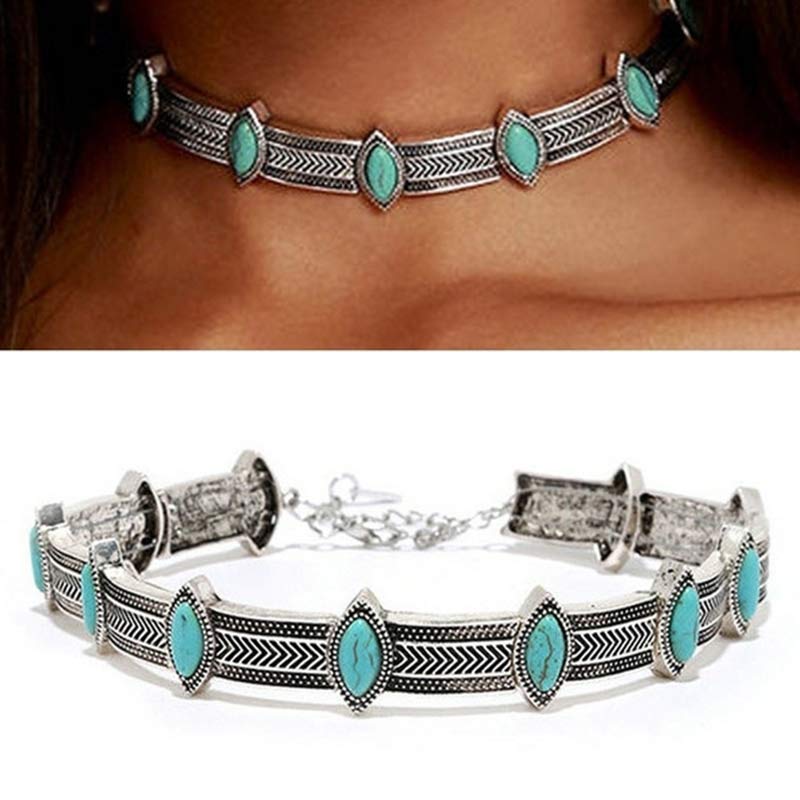 Retro Style Turquoise Ethnic Collar Choker Necklace