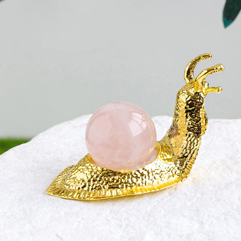 Olivenorma Natural Crystal Ball Holder Small Snail Gemstone Decoration