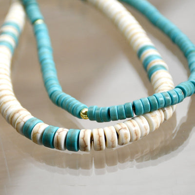 Olivenorma Turquoise White Zircon Roller Bead Necklace