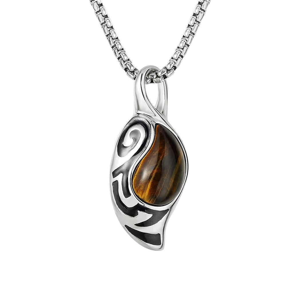 Olivenorma Courage Luck Protection Tiger Eye Titanium Steel Necklace