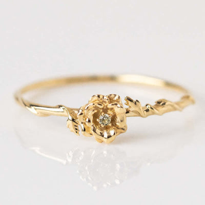 Olivenorma Dainty Statement Birth Flower Gold Ring