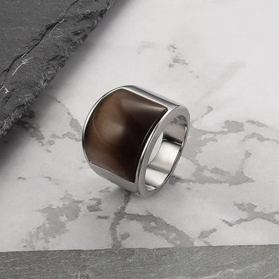 Olivenorma Natural Gemstone Titanium Steel Ring