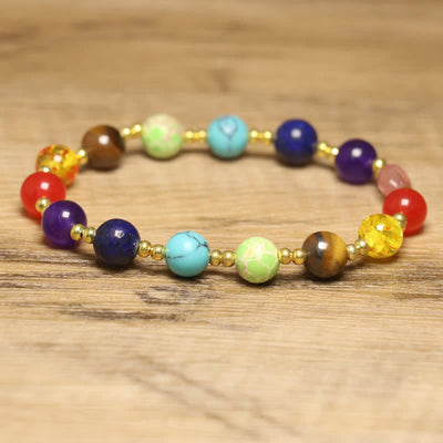 Olivenorma Natural Stone Colorful Round Beads Exquisite Bracelet