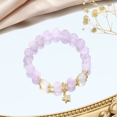 Olivenorma Amethyst White Agate Beaded Star Moon Bracelet