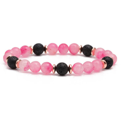 Olivenorma Lava Stone Rose Pink Quartz Beaded Bracelet