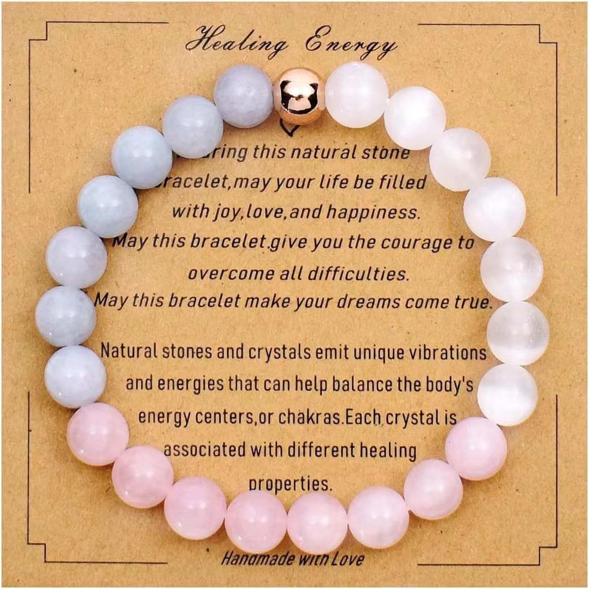 Olivenorma Blessing Card Natural Stone Beaded Bracelet