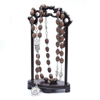 Olivenorma Wood Beads Catholic Rosary Chain Jewelry Necklace