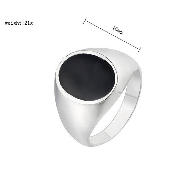 Oval Obsidian Simple Men's Ring