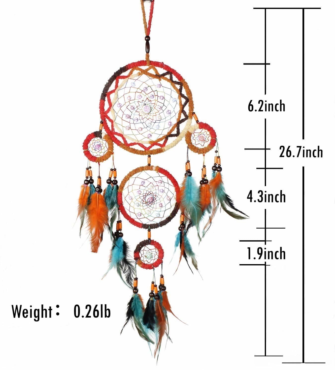 Olivenorma Handmade Wooden Beads Feather Dream Catcher