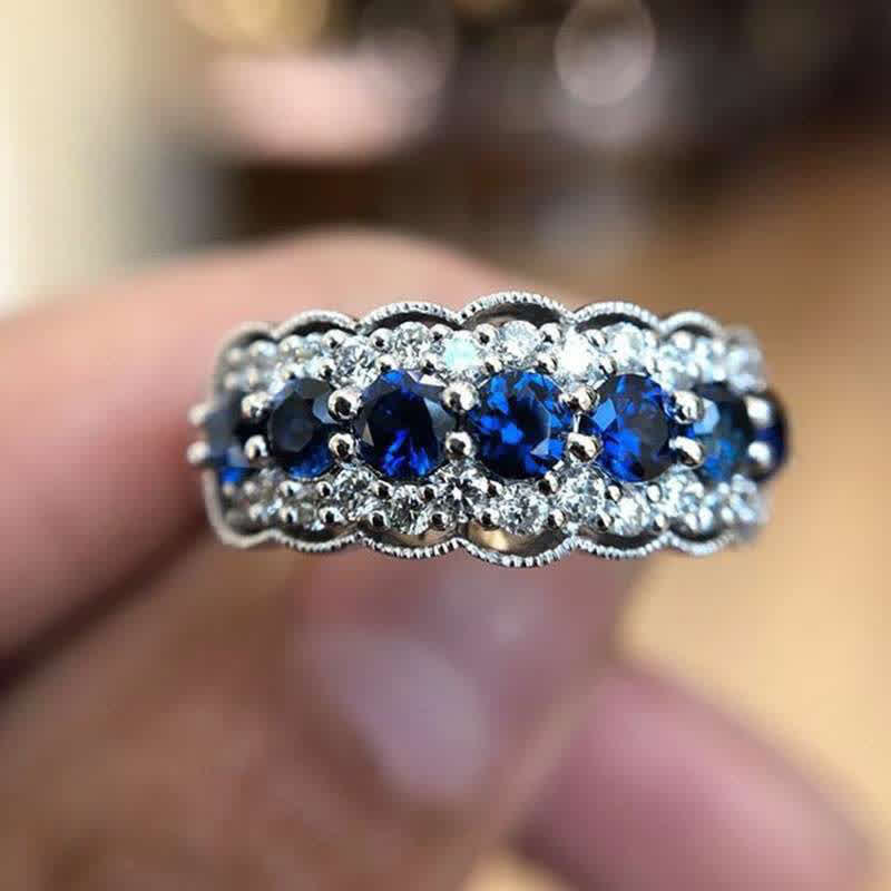 Olivenorma Creative Hollow Sapphire Blue Zircon Ring