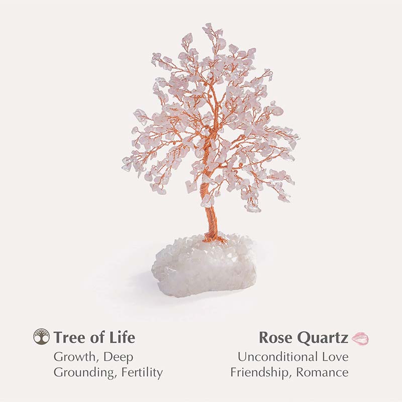 Olivenorma You Are Loved - Rose Quartz Stone Feng Shui Tree