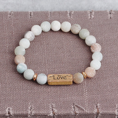 Olivenorma Natural Gemstone Love Powerful Engraving Bracelet