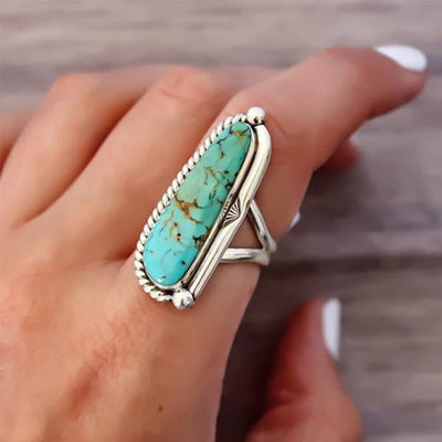 Olivenorma Bohemia Turquoise Geometric Drop Shape Ring