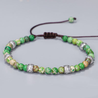 Olivenorma Natural Multicolor Imperial Stone Beaded Braided Bracelet