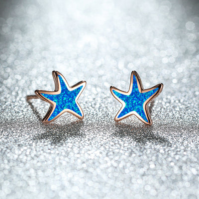 Olivenorma Blue Opal Starfish Earrings